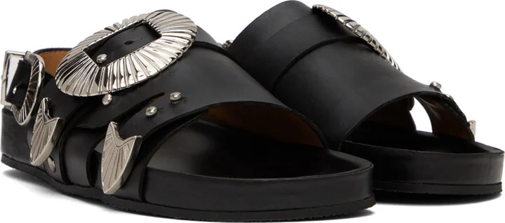 Toga Pulla SSENSE Exclusive Black Leather Sandals - Image 4