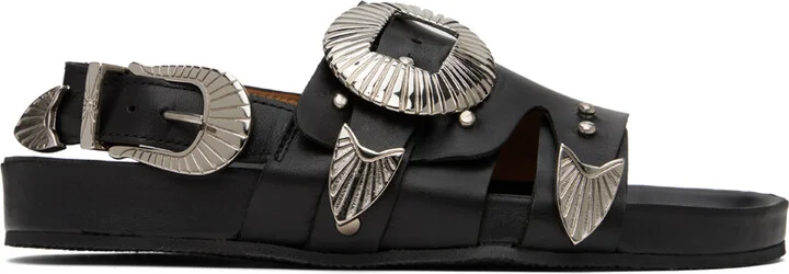 Toga Pulla SSENSE Exclusive Black Leather Sandals