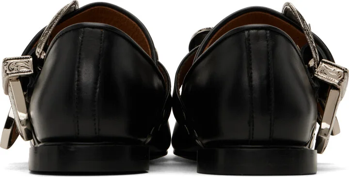 Toga Pulla SSENSE Exclusive Black Metal Leather Ballerina Flats - Image 2