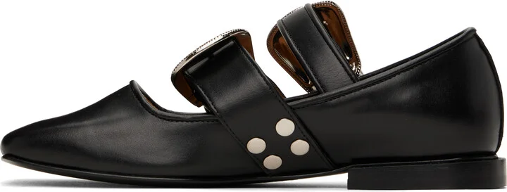 Toga Pulla SSENSE Exclusive Black Metal Leather Ballerina Flats - Image 3
