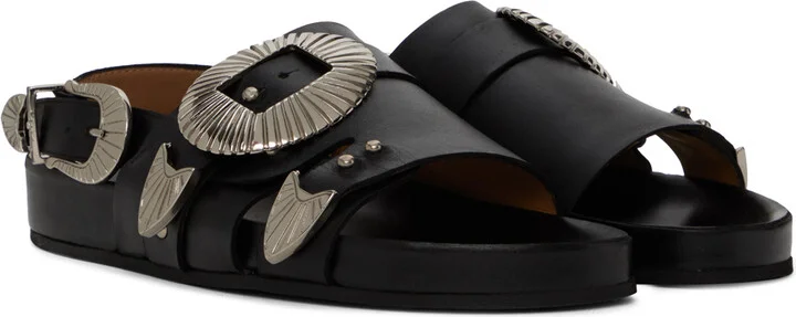 Toga Pulla SSENSE Exclusive Black Oversized Buckle Sandals - Image 4