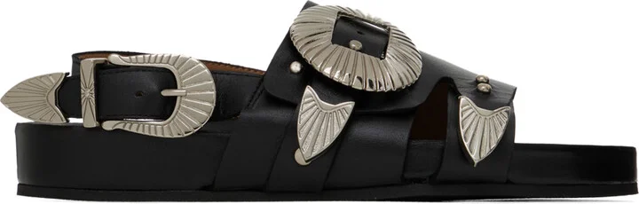 Toga Pulla SSENSE Exclusive Black Oversized Buckle Sandals