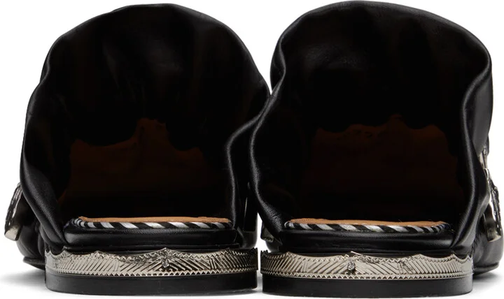 Toga Pulla SSENSE Exclusive Black Square Toe Slippers - Image 2