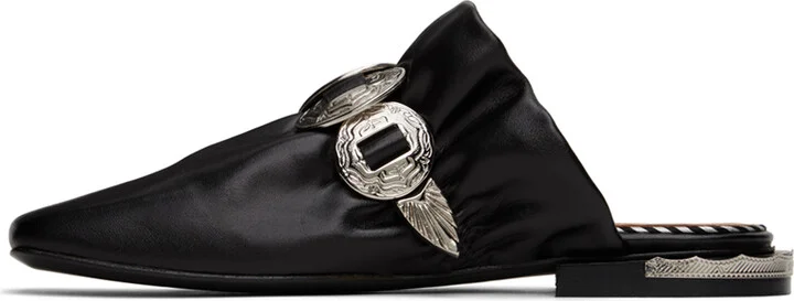 Toga Pulla SSENSE Exclusive Black Square Toe Slippers - Image 3