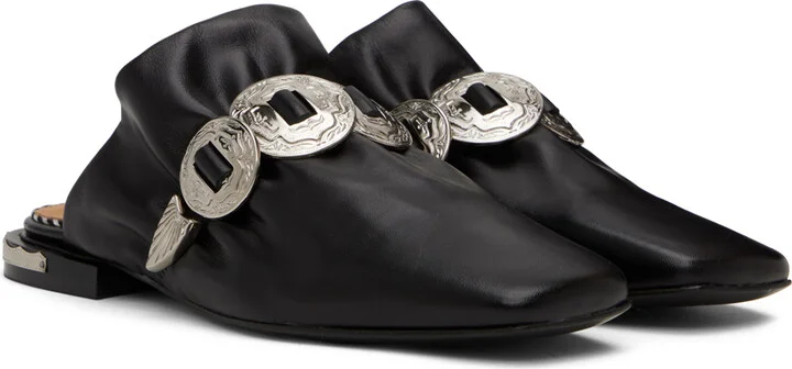 Toga Pulla SSENSE Exclusive Black Square Toe Slippers - Image 4