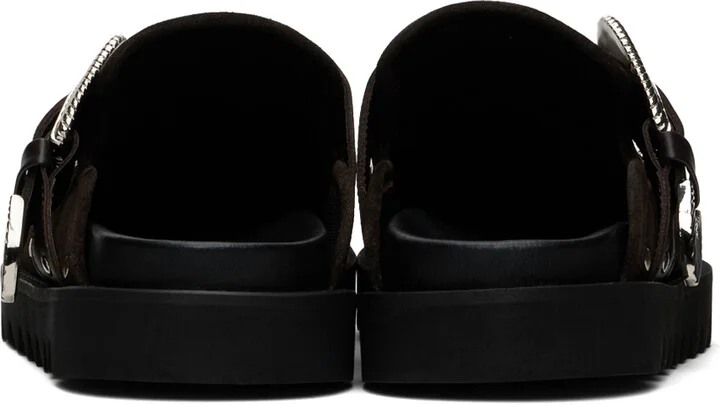 Toga Pulla SSENSE Exclusive Brown Eyelet Metal Sabot Loafers - Image 2