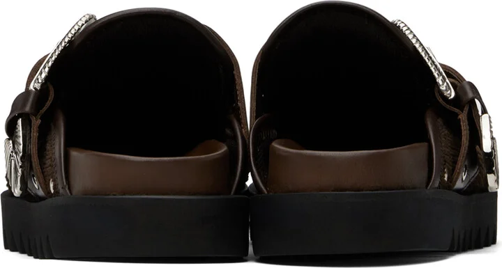 Toga Pulla SSENSE Exclusive Brown Eyelet Metal Sabot Loafers - Image 2