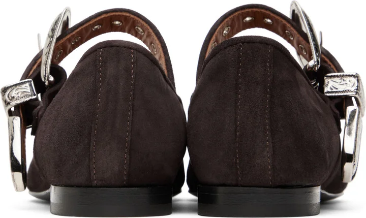 Toga Pulla SSENSE Exclusive Brown Mary Jane Buckle Ballerina Flats - Image 2