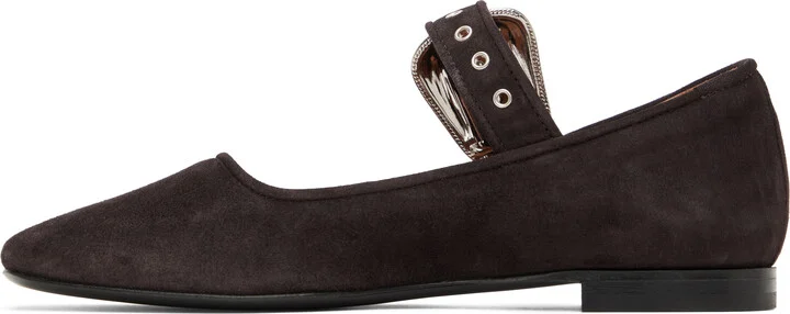 Toga Pulla SSENSE Exclusive Brown Mary Jane Buckle Ballerina Flats - Image 3
