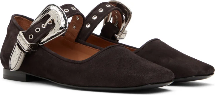 Toga Pulla SSENSE Exclusive Brown Mary Jane Buckle Ballerina Flats - Image 4