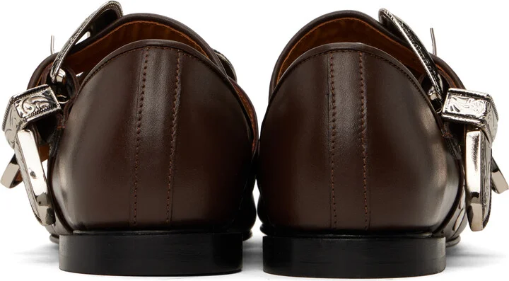 Toga Pulla SSENSE Exclusive Brown Metal Leather Ballerina Flats - Image 2