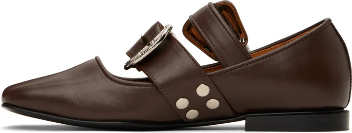 Toga Pulla SSENSE Exclusive Brown Metal Leather Ballerina Flats - Image 3
