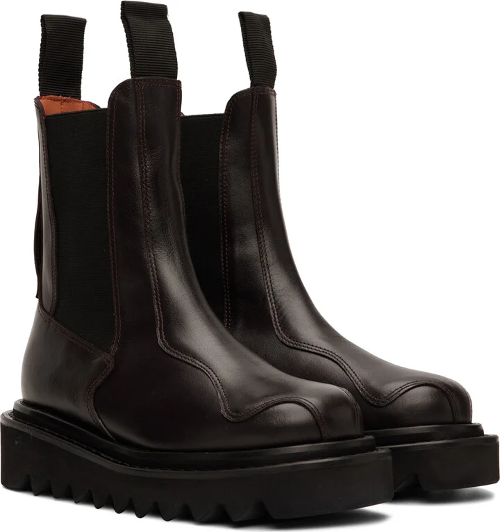 Toga Pulla SSENSE Exclusive Brown Platform Chelsea Boots - Image 4