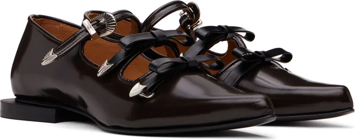 Toga Pulla SSENSE Exclusive Brown Pointed Toe Ballerina Flats - Image 4