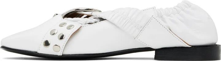 Toga Pulla SSENSE Exclusive White Cross Strap Ballerina Flats - Image 3