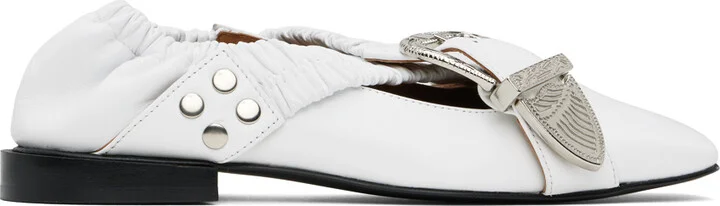 Toga Pulla SSENSE Exclusive White Cross Strap Ballerina Flats