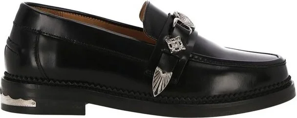 Toga Pulla Stud Embellished Round Toe Loafers