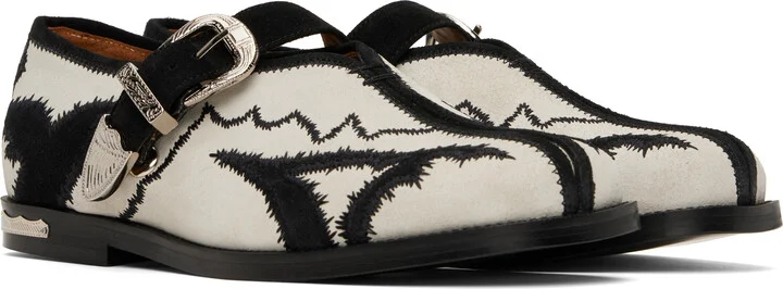 Toga Pulla White & Black Suede Loafers - Image 4