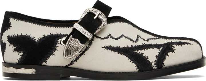 Toga Pulla White & Black Suede Loafers