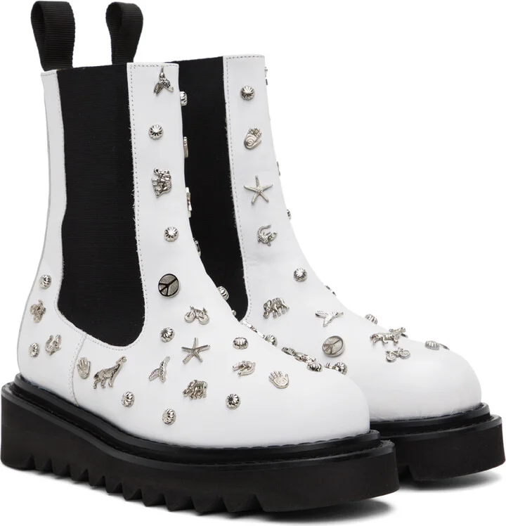 Toga Pulla White Embellished Boots - Image 4