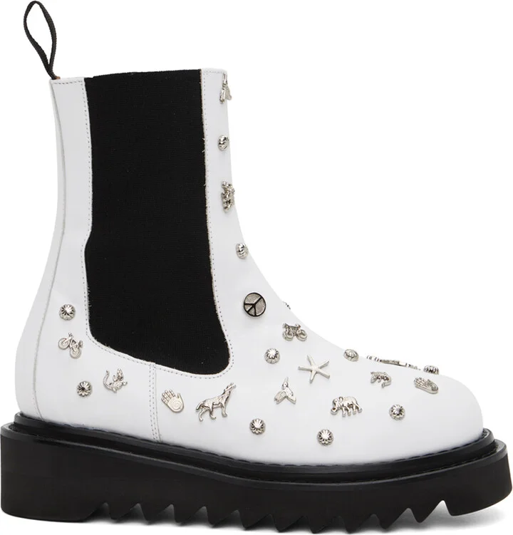 Toga Pulla White Embellished Boots