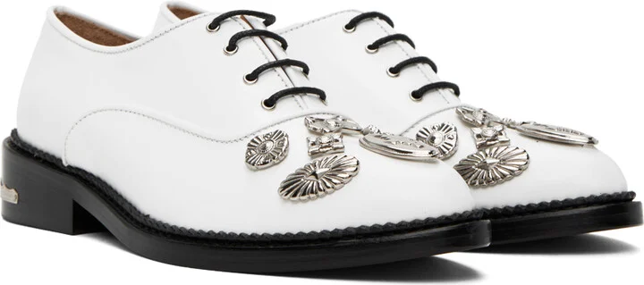 Toga Pulla White Embellished Oxfords - Image 4
