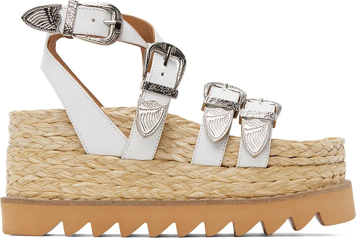 Toga Pulla White Pin-Buckle Platform Sandals