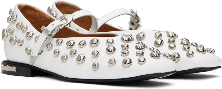 Toga Pulla White Polido Ballerina Flats - Image 4
