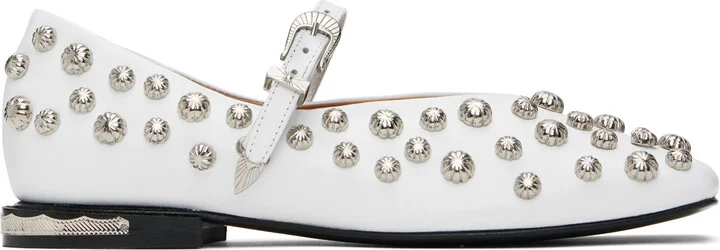 Toga Pulla White Polido Ballerina Flats