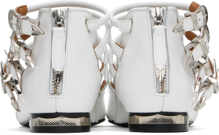 Toga Pulla White Polido Multi Strap Ballerina Flats - Image 2