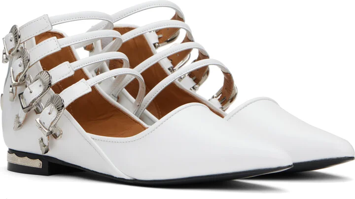 Toga Pulla White Polido Multi Strap Ballerina Flats - Image 4