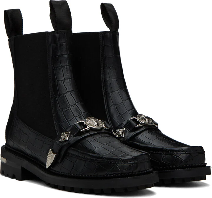 Toga Virilis Black Croc Chelsea Boots - Image 4