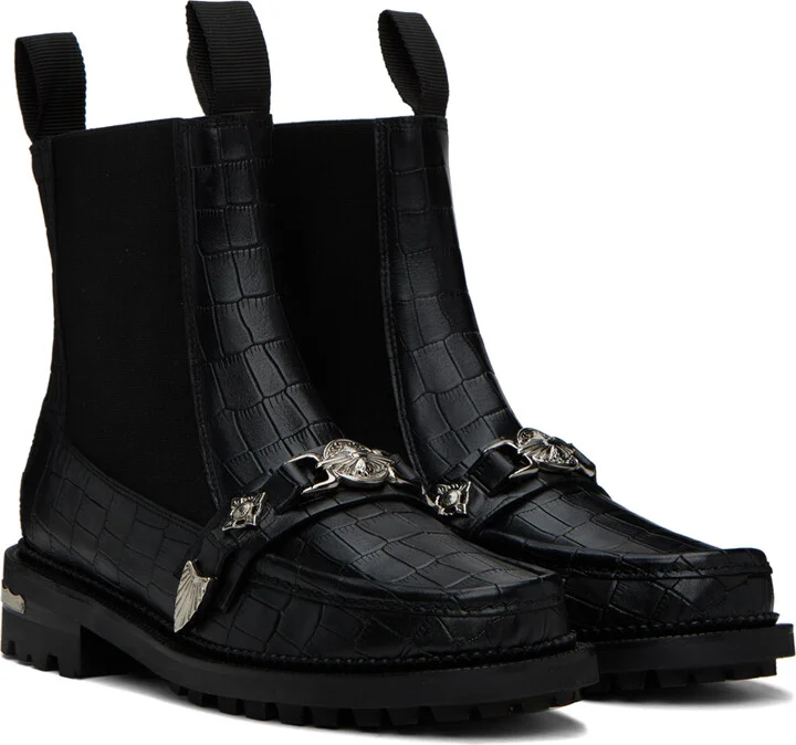 Toga Virilis Black Croc Chelsea Boots - Image 4