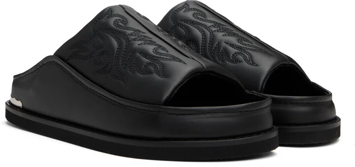 Toga Virilis Black Embroidered Sandals - Image 4
