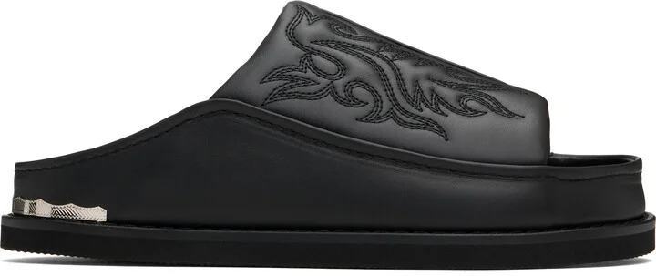 Toga Virilis Black Embroidered Sandals