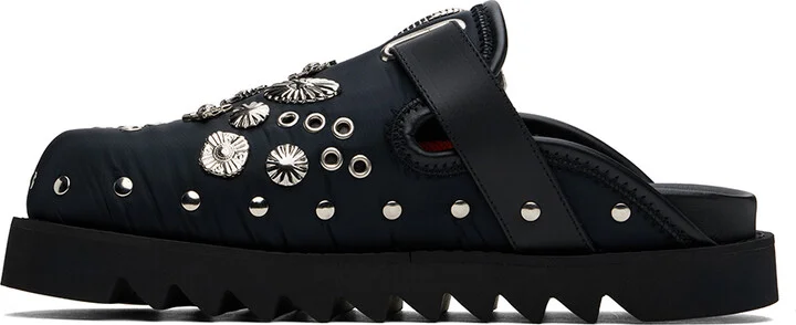Toga Virilis Black Eyelet Metal Sabot Slip-on Loafers - Image 3