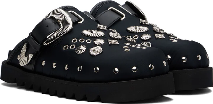 Toga Virilis Black Eyelet Metal Sabot Slip-on Loafers - Image 4