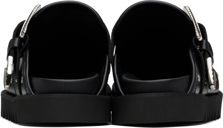 Toga Virilis Black Eyelet Metal Sabot Slip-on Loafers - Image 2