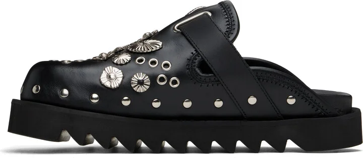 Toga Virilis Black Eyelet Metal Sabot Slip-on Loafers - Image 3