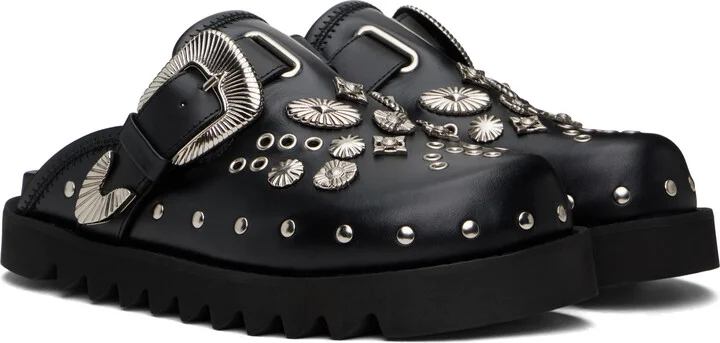 Toga Virilis Black Eyelet Metal Sabot Slip-on Loafers - Image 4