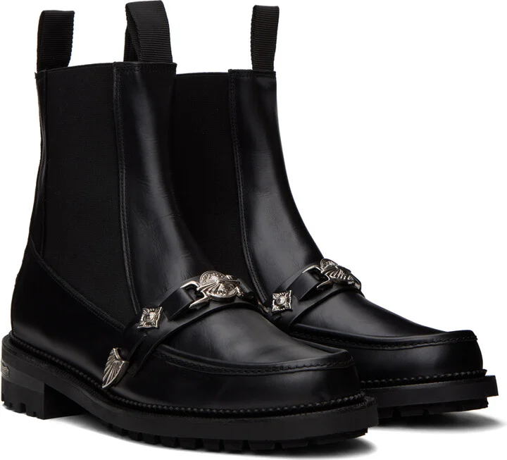 Toga Virilis Black Graphic Hardware Chelsea Boots - Image 4
