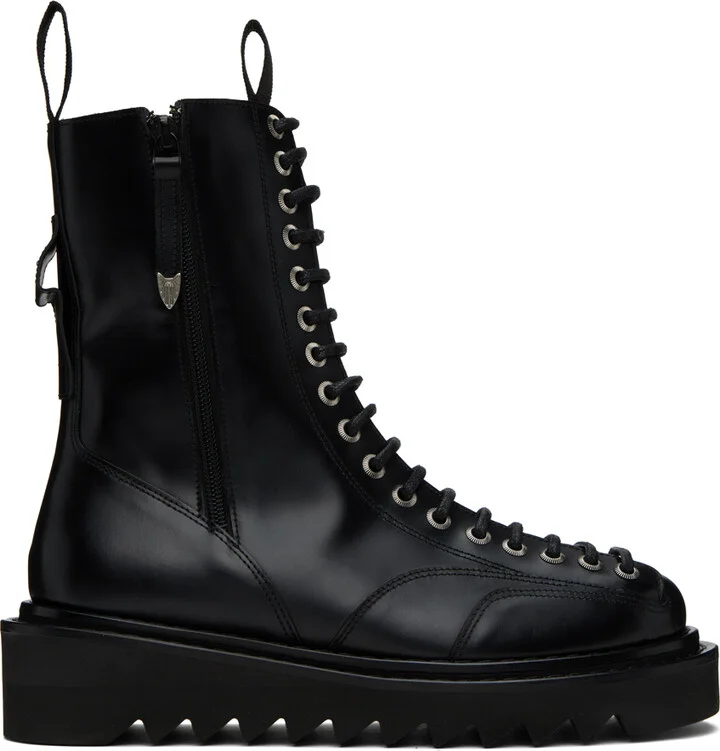Toga Virilis Black Lace-Up Boots