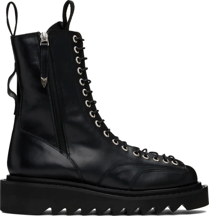 Toga Virilis Black Lace-Up Boots