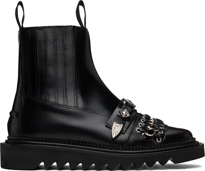 Toga Virilis Black Leather Chelsea Boots