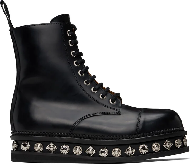 Toga Virilis Black Leather Platform Boots