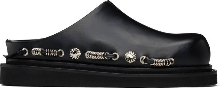Toga Virilis Black Leather Slip-on Loafers