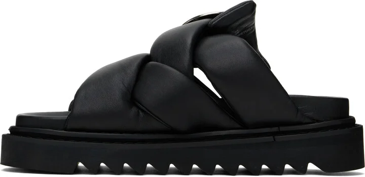 Toga Virilis Black Padded Leather Sandals - Image 3