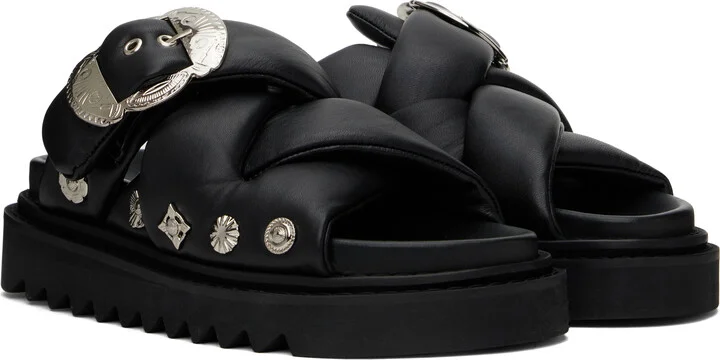 Toga Virilis Black Padded Leather Sandals - Image 4