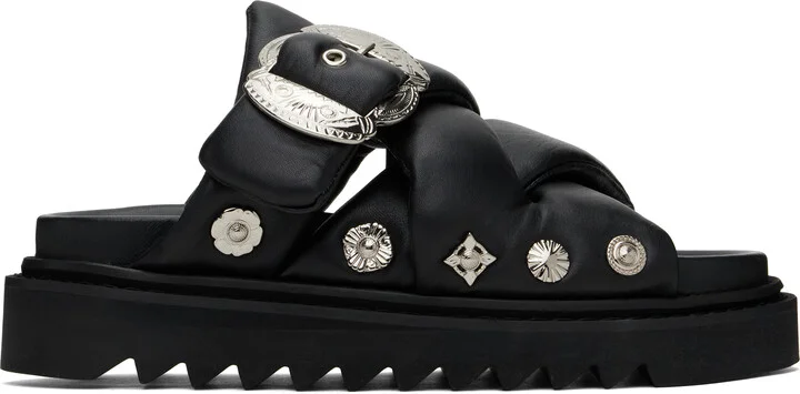 Toga Virilis Black Padded Leather Sandals