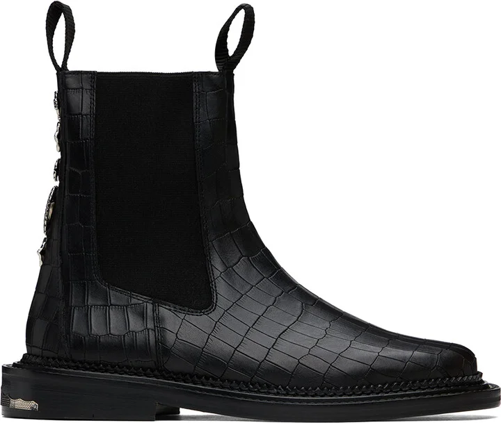 Toga Virilis Black Side Gore Chelsea Boots
